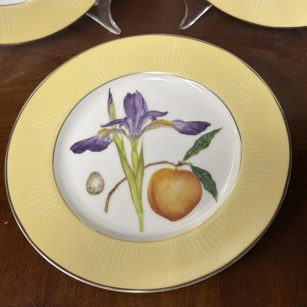 Fitz & Floyd Terri Beavers Sun Valley Set Of 3 Iris And Peach Tulip Plum Rose - Picture 4 of 8
